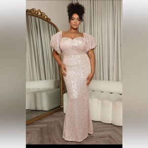 God’s gift sequin maxi dress -rose gold